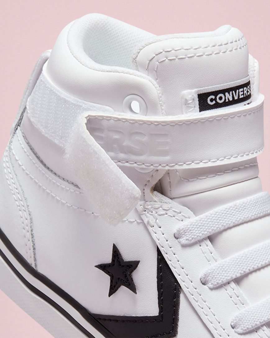 Tenis Converse Pro Blaze Alças Couro Cano Alto Menina Branco Pretas Branco | PT K084P7T